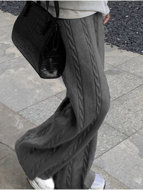 Warm Cable Wool Feeling Knitted Pants